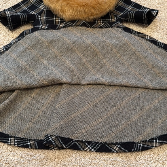 Janie and Jack Plaid Dress with Faux Fur Collar - Picture 4 of 5